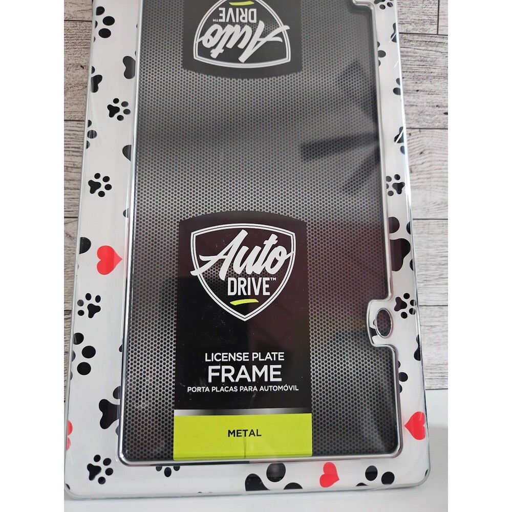 Pawprints & Hearts Metal License Plate Frame Cat Dog Animal